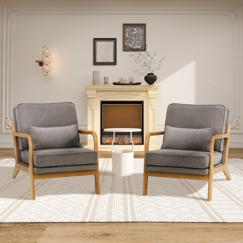 RENEWLINE Mid Century Modern Accent Chair with Lumbar Pillow