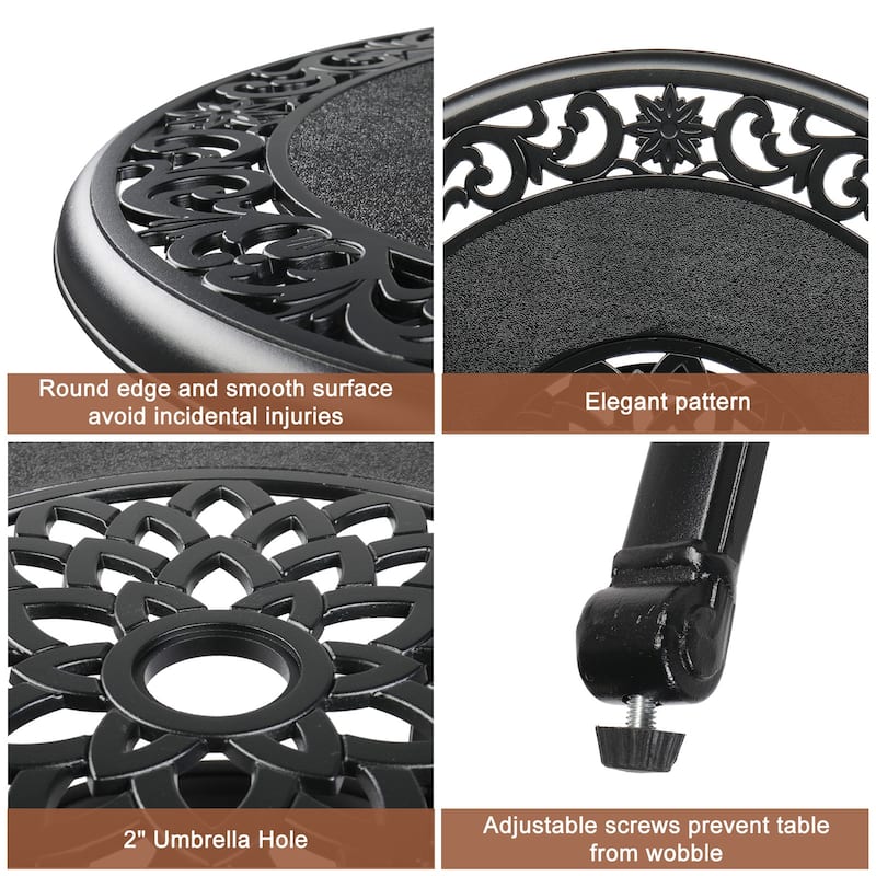 32" Bronze Aluminum Powder Coated Round Bar Table with 4 Legs Suitable for Indoor or Outdoor - 31.89”L x 31.89”W x 40.94"H