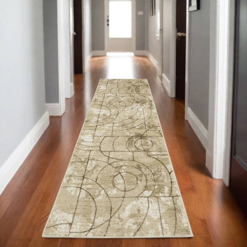 HomeRootsGeometric Modern Rectangle Area Rug - 92.52' X '26.77' X '0.39
