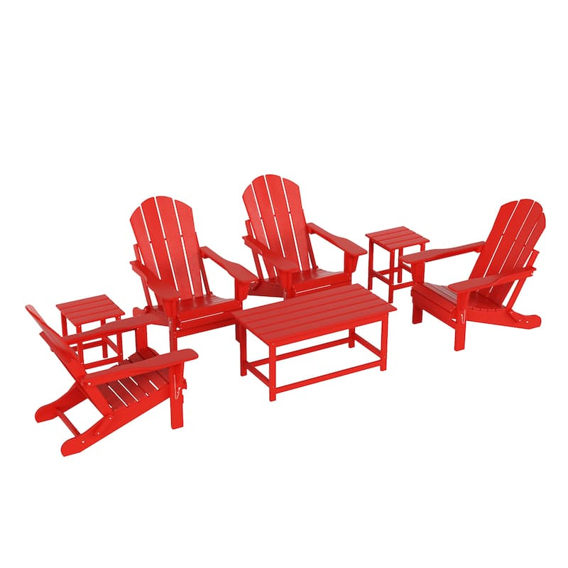 Laguna Hdpe All Weather Outdoor Patio Foldable Adirondack Chairs Conversation Set (7-Piece Set)
