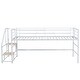 preview thumbnail 15 of 15, White Twin Size Metal Mid Loft Bed with Storage Stairs and Fence
