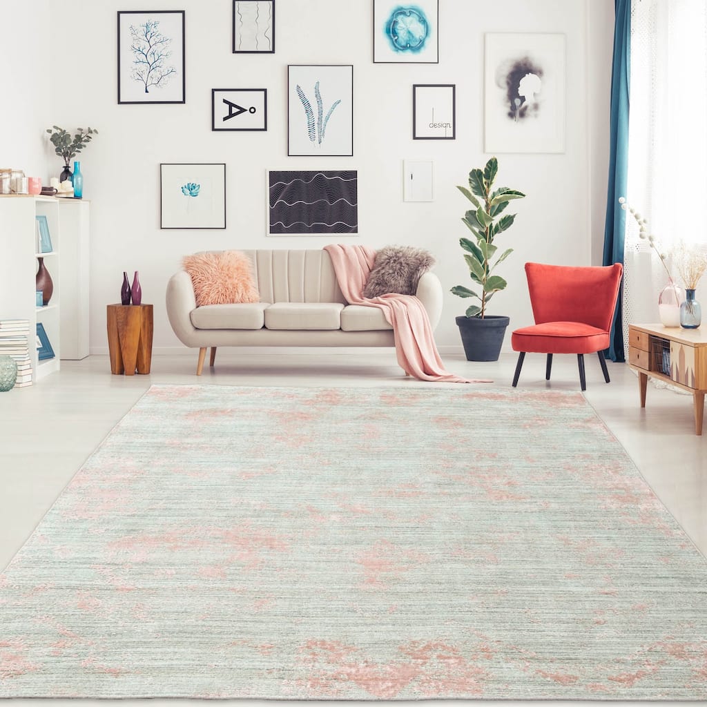 Hand Knotted Gray Wool/Bamboo Silk Transitional Oriental Area Rug