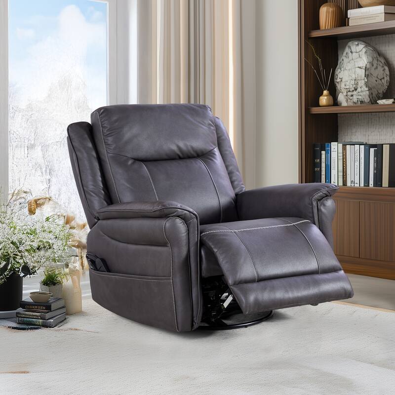 Motor Power Swivel Recliner Chair with 8‑Point Massage & Heat - Gray