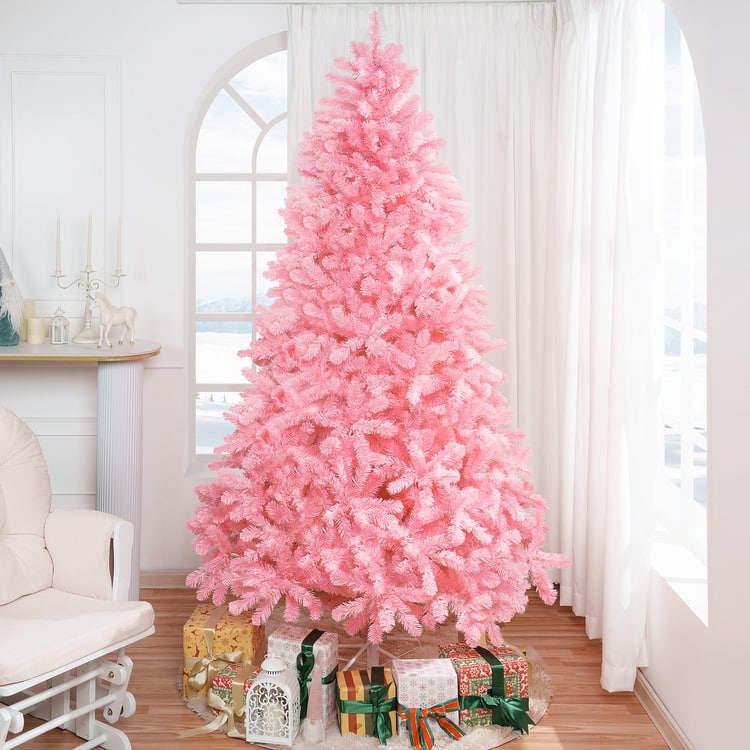 Martina Pink Christmas Tree Prelit, Realistic Artificial Christmas Tree with Lights