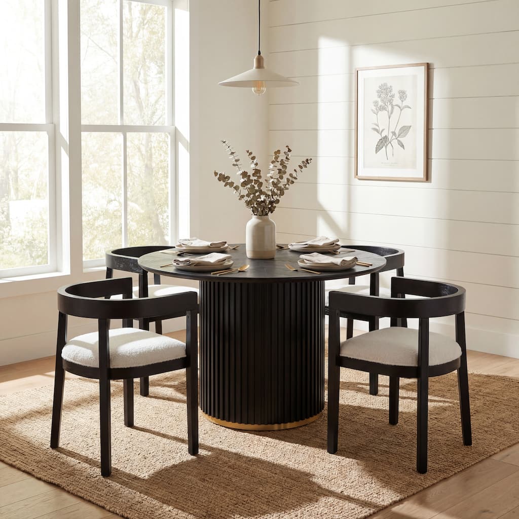 Christopher Knight Home - Aurelia Modern 5 Piece Upholstered Wooden Dining Set with Fabric Chairs