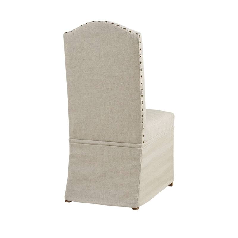 Madison Park Capa Beige Set of 2 High Back Dining Chairs with Skirts