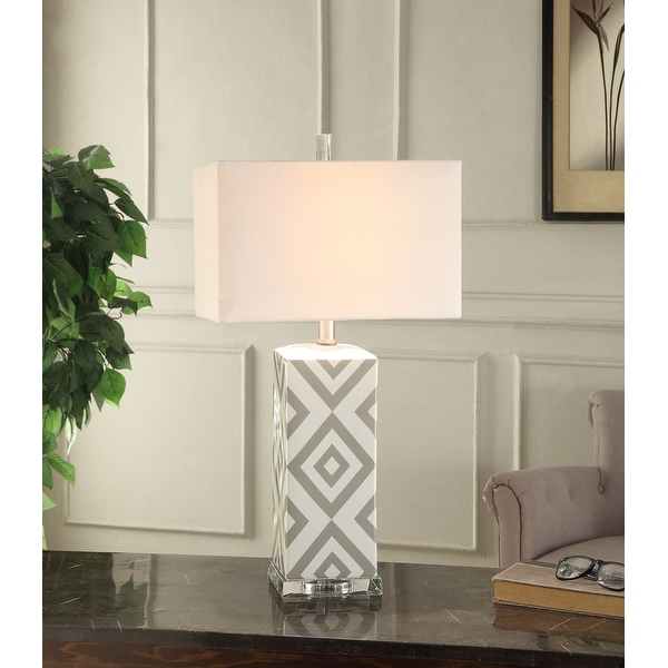 Copper Ridge 27 Ceramic Geo Print Table Lamp with Rectangular Shade Bed Bath Beyond 33808941