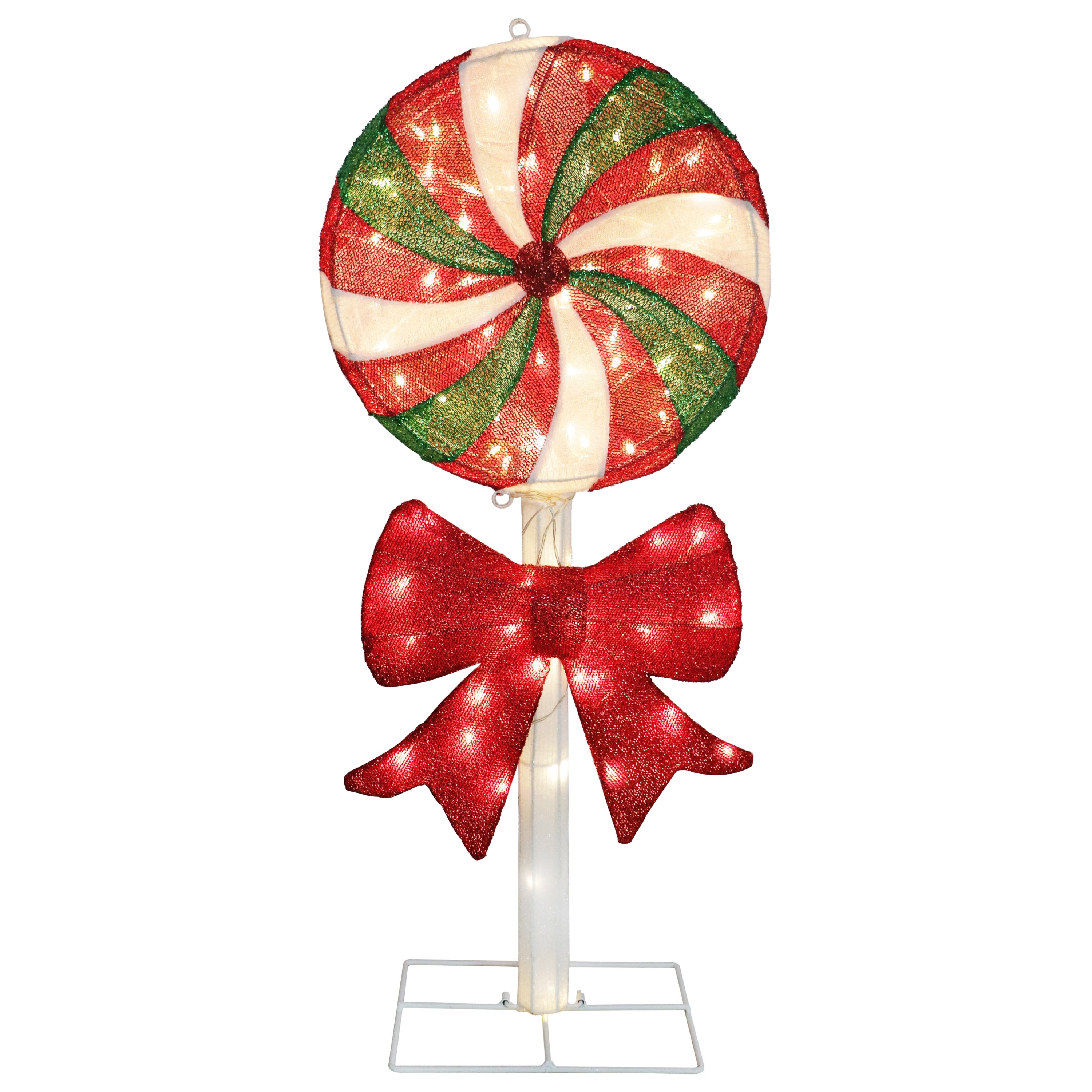 Puleo International 3' Pre-Lit Lollipop Christmas Holiday Decor with 80 Warm White Twinkling LED Lights