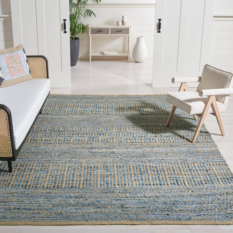 SAFAVIEH Handmade Cape Cod Coastal Jute Rug - 8' x 10' - Natural/Blue - Rectangle