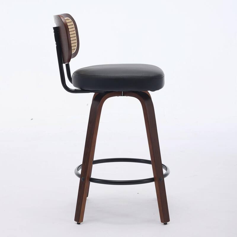 Swivel Bar Stools Set of 2, 26" Upholstered Faux Leather Counter Height Barstools
