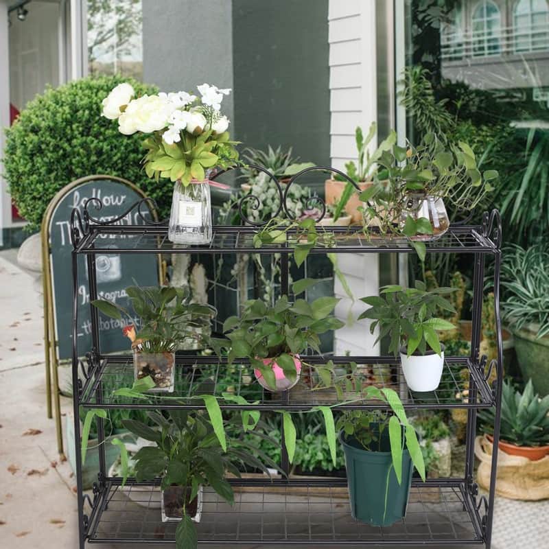 3 Tier Metal Lace Plant Stand Shelf Multilayer Potted Planters Display Rack