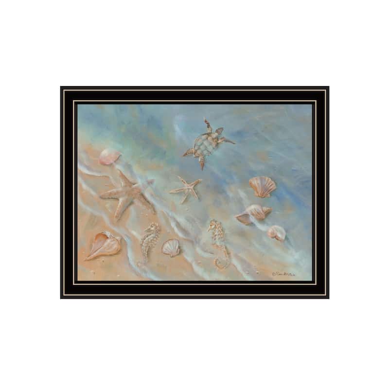 TrendyDecor4U Contemporary "Seashore Star II" Framed Print Wall Art - Multi