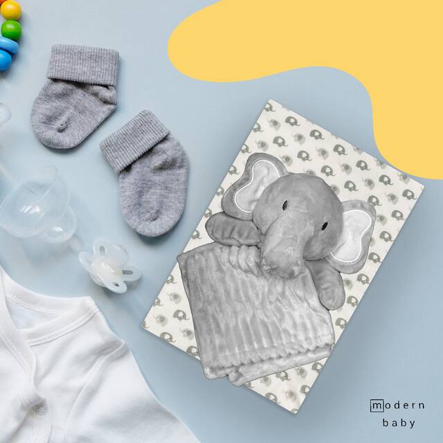 MODERN BABY Super Soft Baby Blanket Set with Lovey Toy Plush Blanket