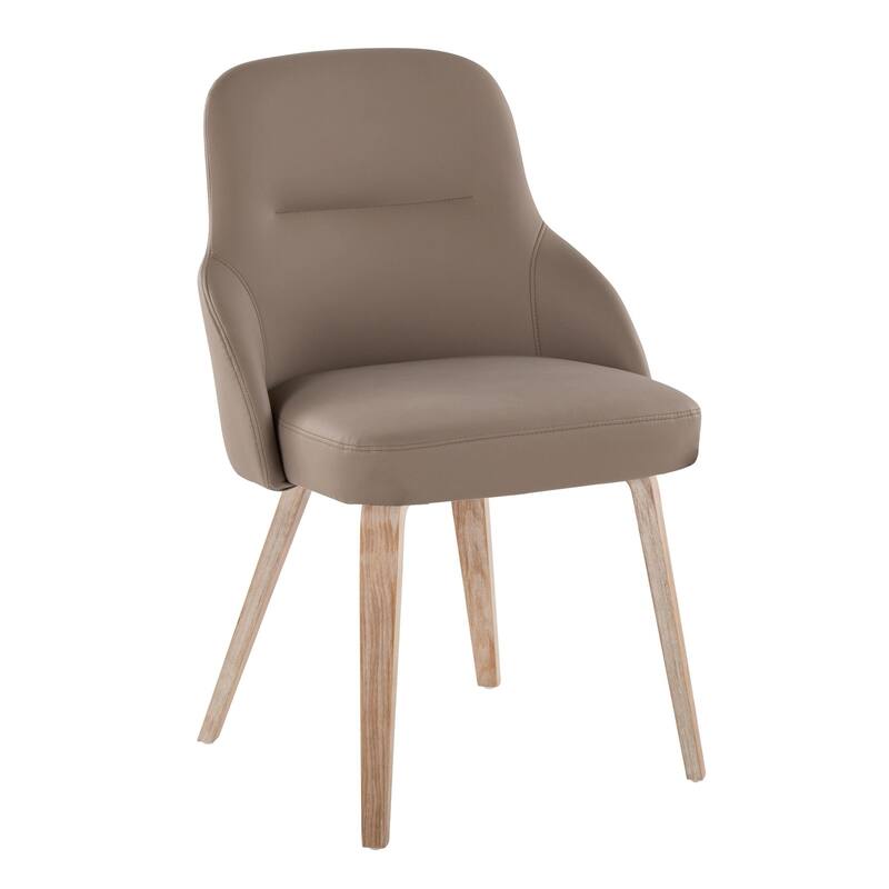 York Upholstered Contemporary Chair in Whitewashed Wood - Set of 2