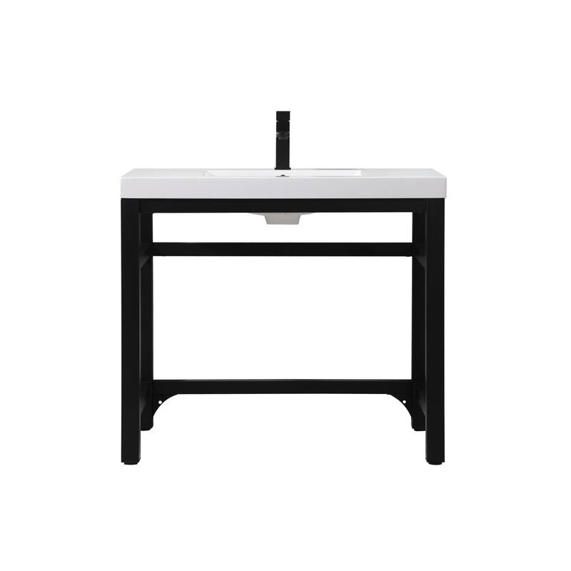 Elegant Lighting VF14536 Raya 36" Rectangular Iron Console Bathroom - Black