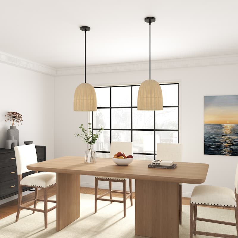 Acroma 1-light Farmhouse Rattan Kitchen Island Pendant - 12