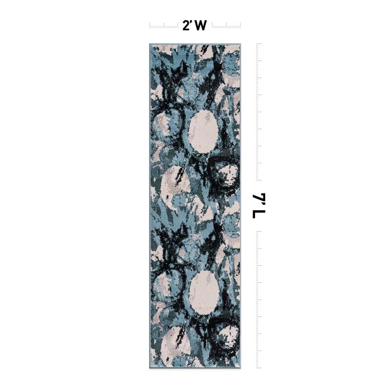 World Rug Gallery Contemporary Abstract Circles Black Area Rug