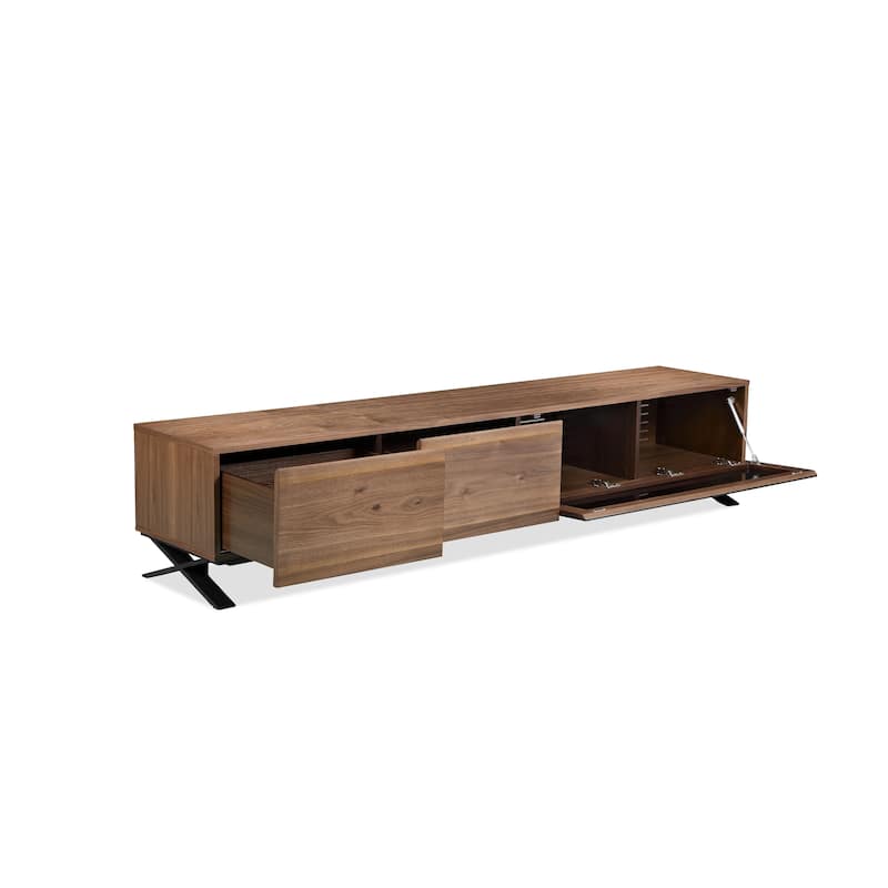 B-Modern Influencer 90" White High-Gloss Modern IR Glass TV Stand