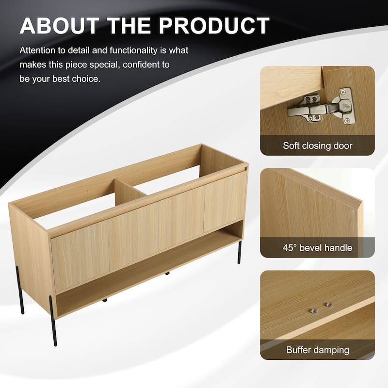 GDFStudio - Sydney Modern Freestanding Bathroom Vanity Cabinet with 4-Soft Closing Doors, Sink NOT INCLUDED - 60"