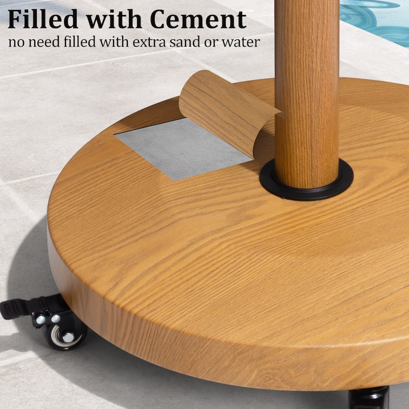 VredHom Round Market Umbrella Base Concrete / Cement Metal With Wheels