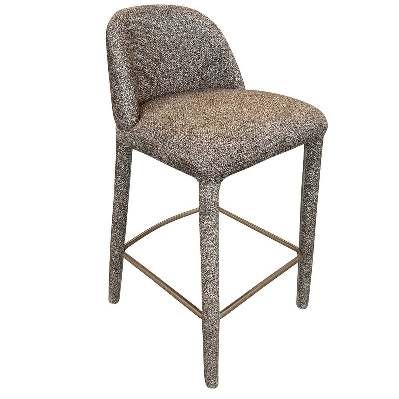 Modern Fabric and Metal 26" Counter Stool, Set of 2 - Brown