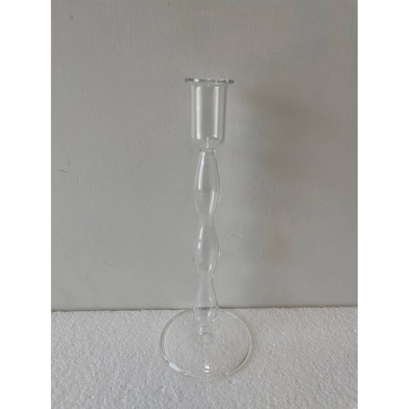 Glass Clear Candle Stand H 9" & Dia 3.5" - CLEAR