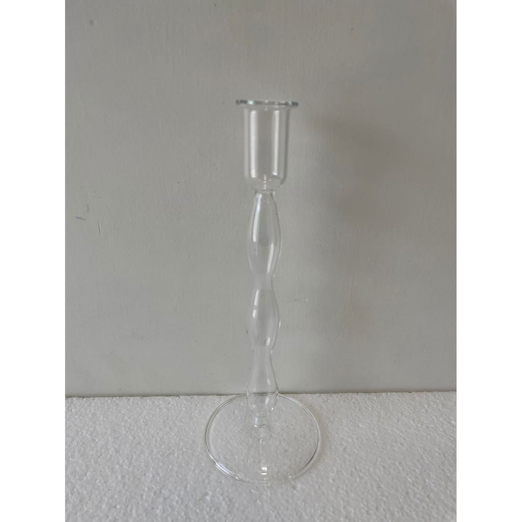 Glass Clear Candle Stand H 9" & Dia 3.5" - CLEAR