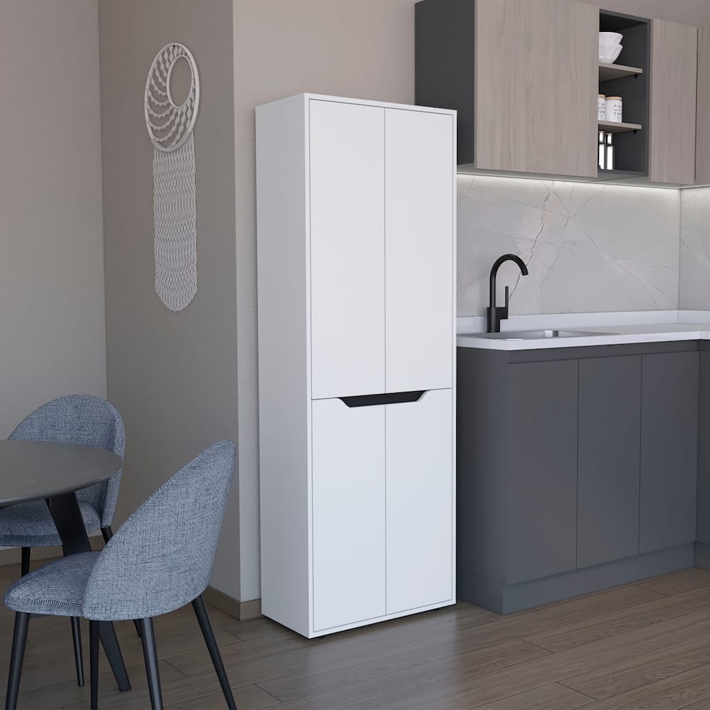 Herrin Storage Cabinet Kitchen Pantry With Four Doors and and Five Interior Shelves