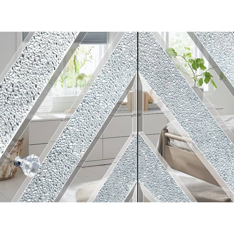 Mirror TV Media Console with Diamond Glass Doors