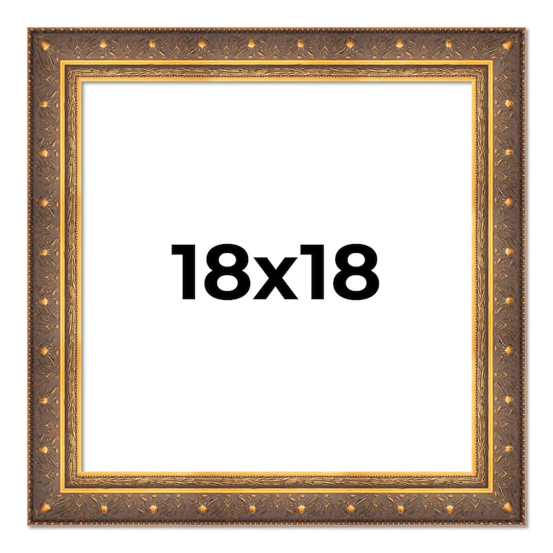 18x18 Frame Vintage Gold Solid Wood Picture Frame | 2.5 Inch Moulding