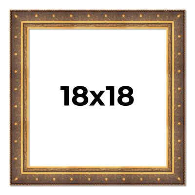 18x18 Frame Vintage Gold Solid Wood Picture Frame | 2.5 Inch Moulding