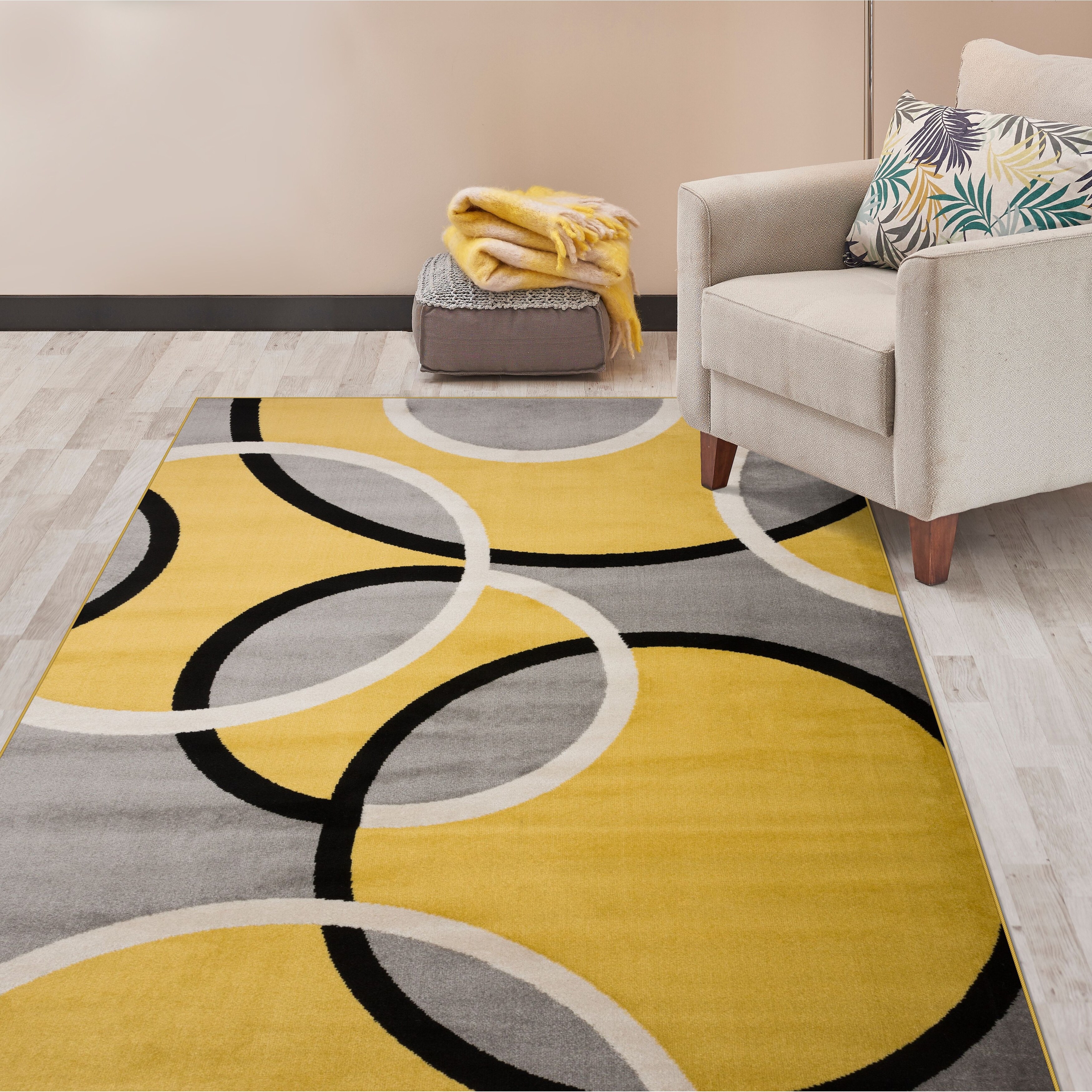 Shop Modern Abstract Circles Area Rug Yellow 7 10 X 10 2 On