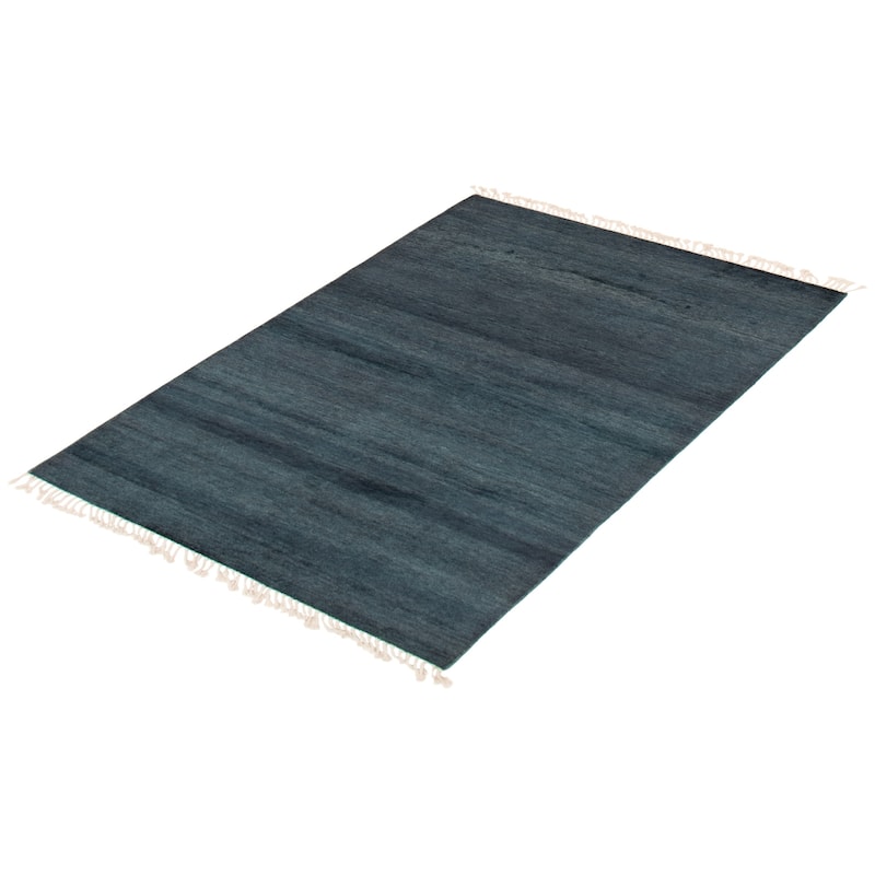 ECARPETGALLERY Hand-knotted Pak Finest Gabbeh Dark Blue Wool Rug - 4'1 x 6'2