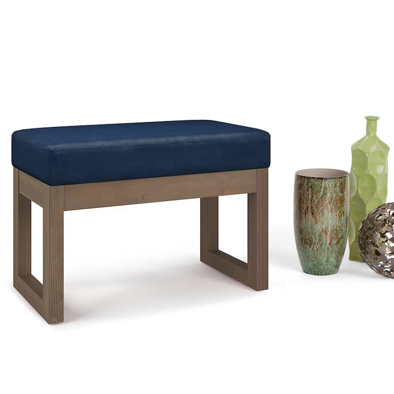 WYNDENHALL Madison 26 inch Wide Contemporary Rectangle Ottoman Bench - Distressed Dark Blue
