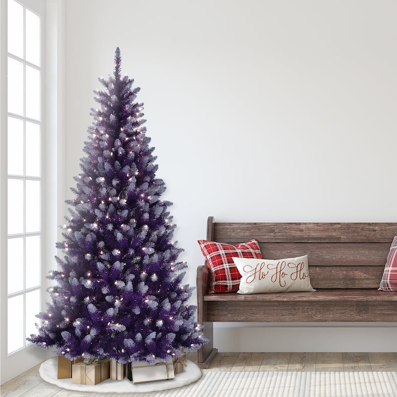 Puleo International 6.5' Pre-Lit Fashion Purple Artificial Christmas Tree