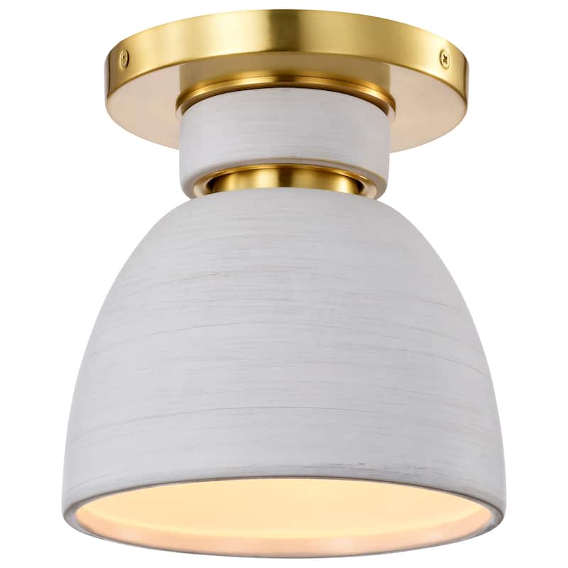 Collins - 8 Inch Flush Mount - with white Ceramic - Brushed Brass