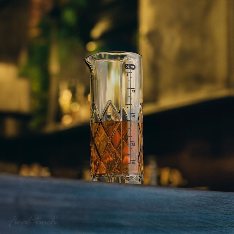 Final Touch Glass Yarai Measuring Jigger for Liquor - 3.4 Oz