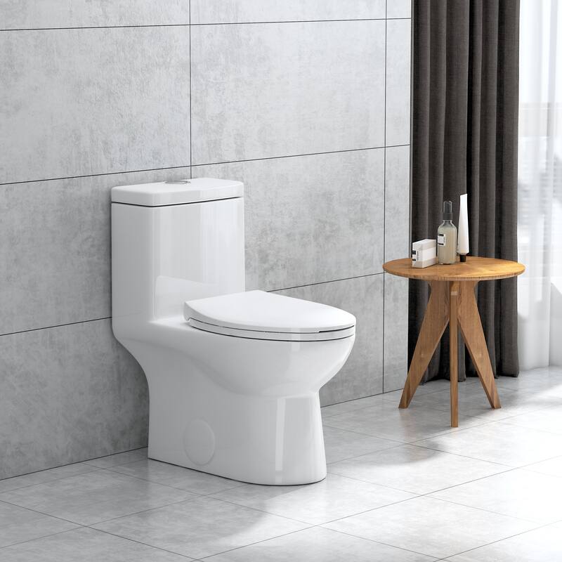 One piece dual flush elongated 12'' rough in toilet (Seat include) - N/A