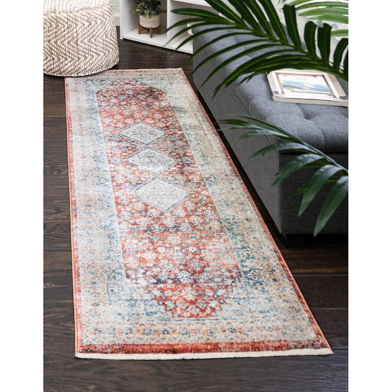 Traditional Haifa Collection Area Rug - Red - 2'7"x10'2"