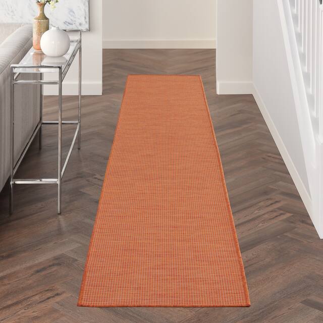 Nourison Positano Ombre Casual Modern Indoor/Outdoor Rug - 2'2" x 12' Runner - Terracotta