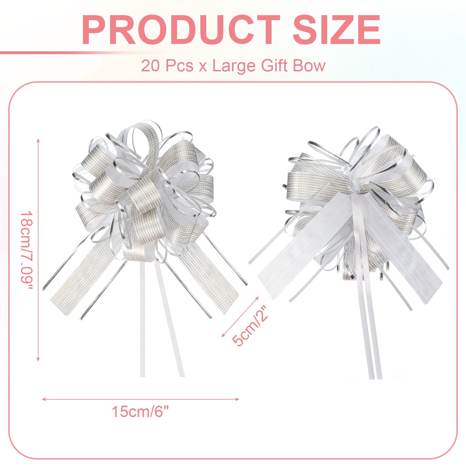 Large Gift Bow Pull Bows for Gift Wrapping Present Wedding Valentine's Day Party Birthday Christmas Basket Decoration - 7x6 Inch