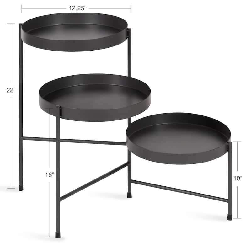 Kate and Laurel Finn Tiered Metal Plant Stand - 13x13x22