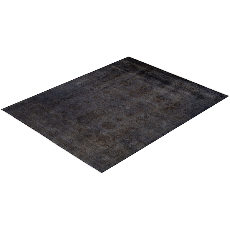 Overton Hand Knotted Wool Vintage Inspired Modern Contemporary Overdyed Gray Area Rug - 8' 2" x 10' 5"