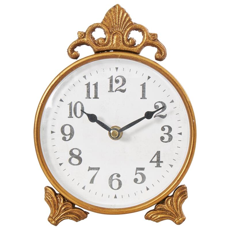 Gold Metal Antique Style Scroll Decorative Clock