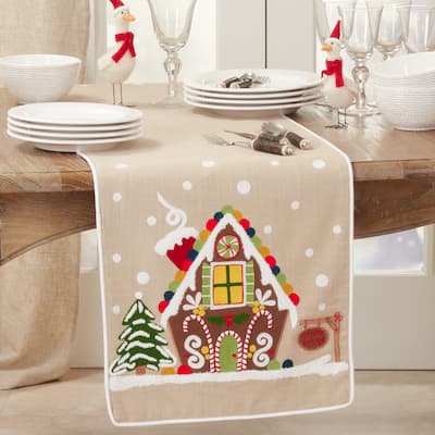 Holiday Runner With Gingerbread House Design