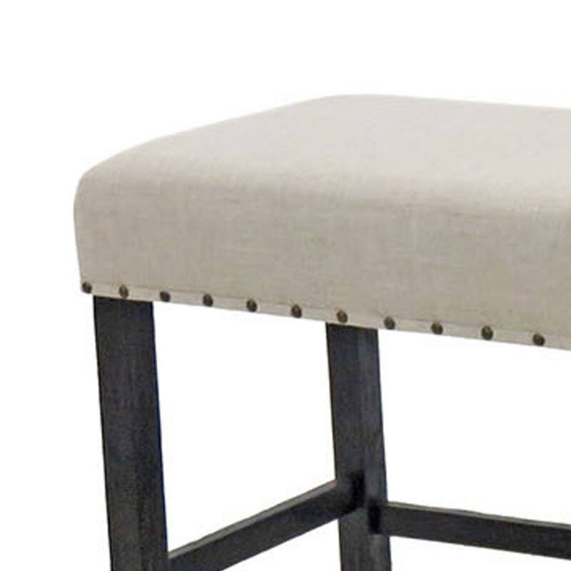 Sania II Rustic Counter Ht. Bench, Antique Black Finish