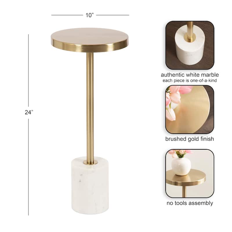 Kate and Laurel Hescott Metal and Marble Pedestal Table