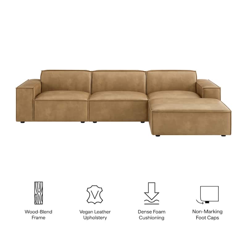 Restore 4-Piece Vegan Leather Modular Sofa Set with Ottoman