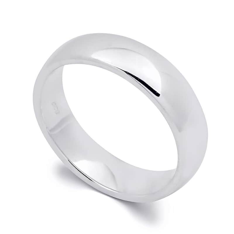 Men's 4.5mm Solid Sterling Silver Platinum Finish Comfort Fit Ring