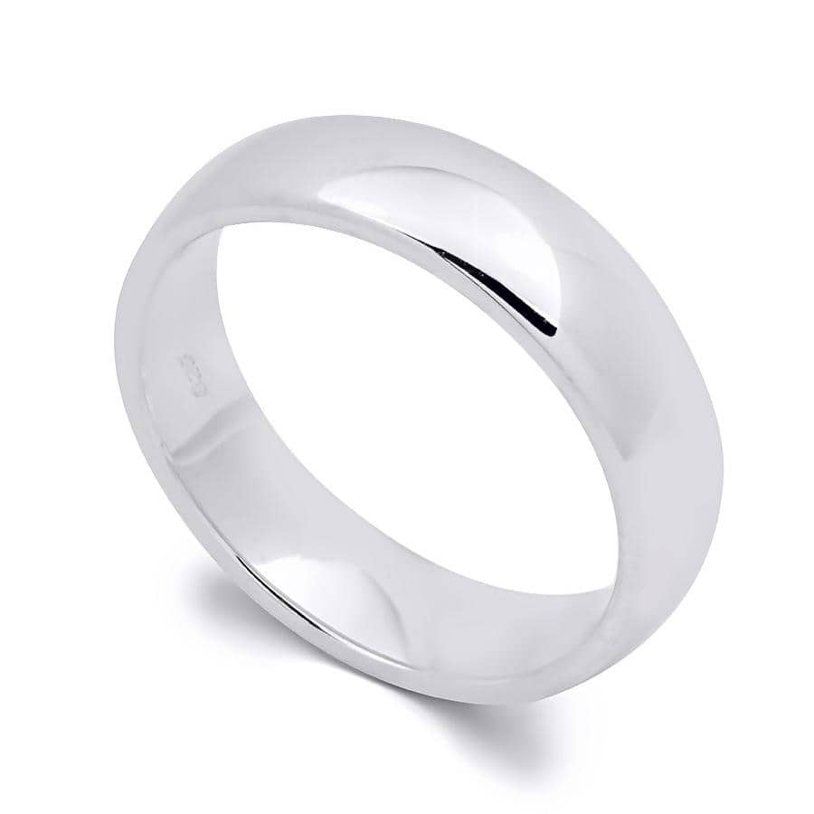 Men's 4.5mm Solid Sterling Silver Platinum Finish Comfort Fit Ring